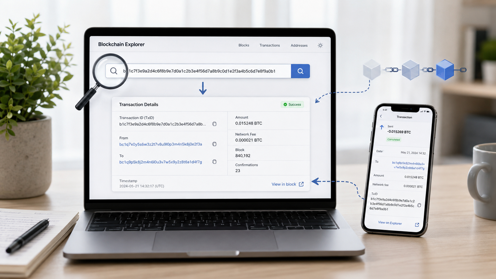 Блокчейн эксплорер Crypto Explorer HUB для проверки транзакции